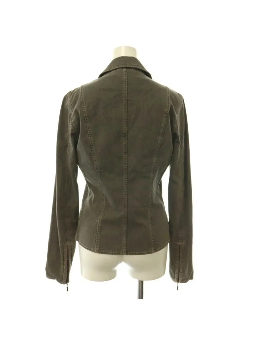 Chanel Denim Jacket Double Zip Cotton 38 Dark Gray HS